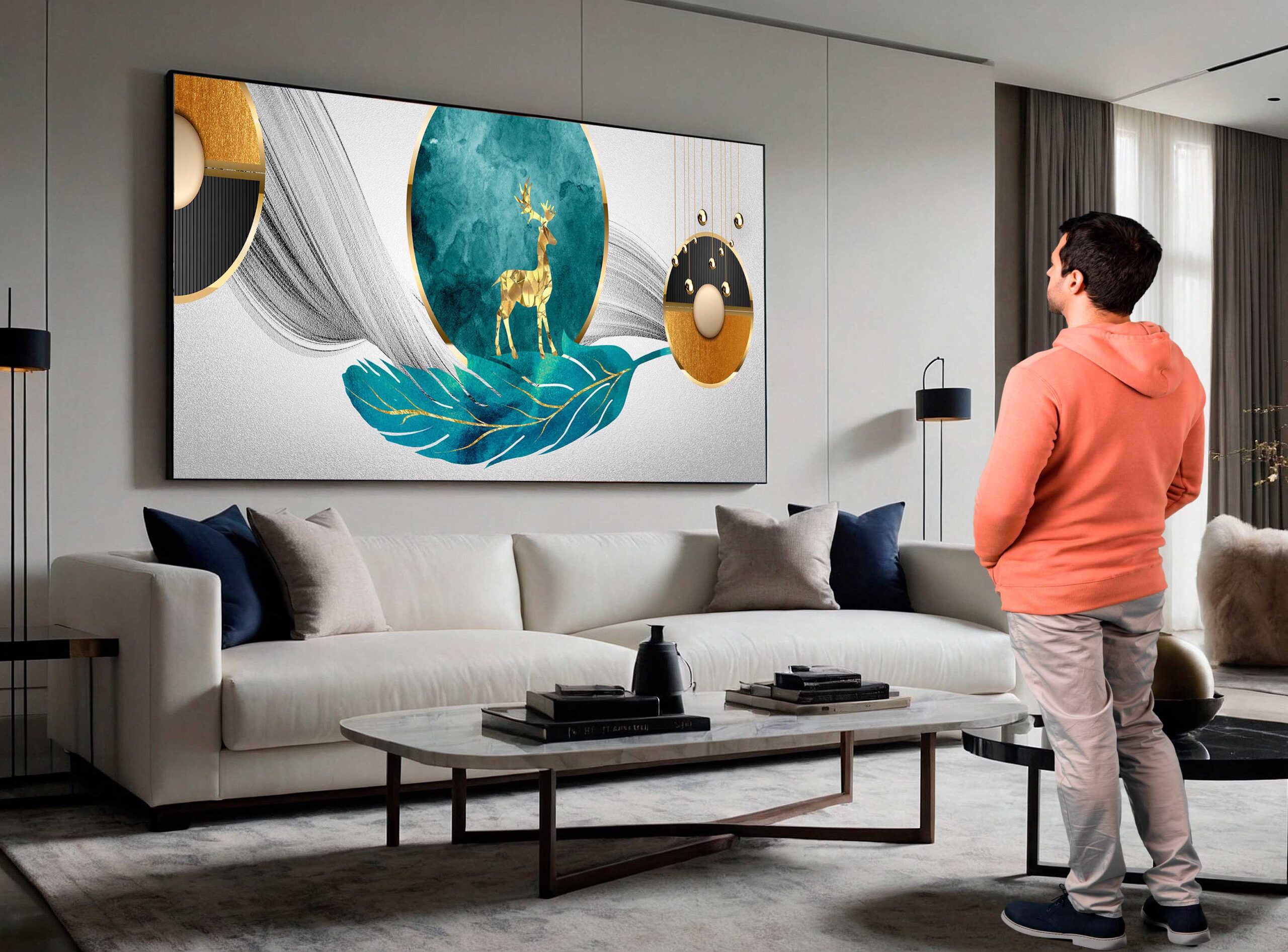 D1 QUADRO EM BELA ARTE DE DECORAÇÃO MODERNA EM 3D - Imagem 1
