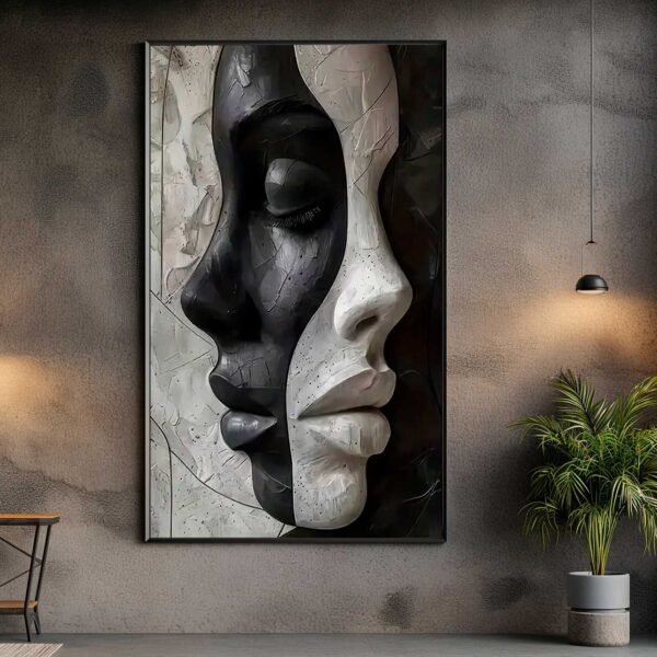 QUADRO ARTE AS DUAS FACES PRETO E BRANCO