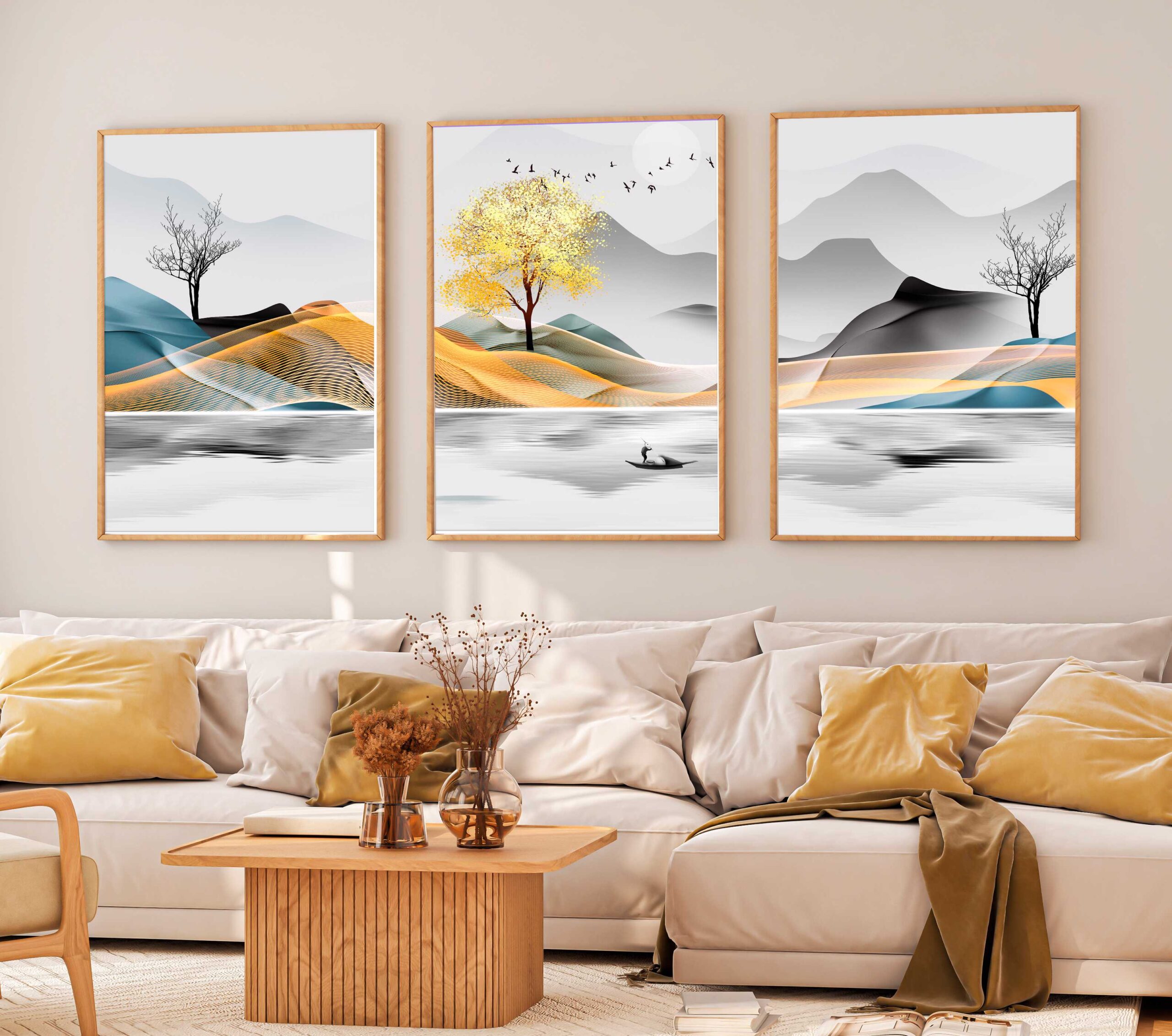 D1 (7) CONJUNTO ARTE MODERNA PAISAGEM DECOR ARTE - Imagem 1