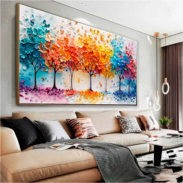 QUADRO ABSTRATOS COM ARVORES EM BELAS CORES
