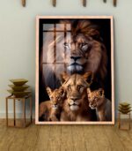 QUADRO LEÃO LEOA E FILHOTES - Imagem 4