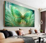 QUADRO ILUSTRAÇÃO COM BORBOLETA EM TONS VERDES - Imagem 4