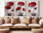 CONJUNTO ARTE PINTURA  FLORES VERMELHAS - Imagem 4