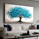 QUADRO UMA ÁRVORE DE DECORAÇÃO AZUL VIOLETA