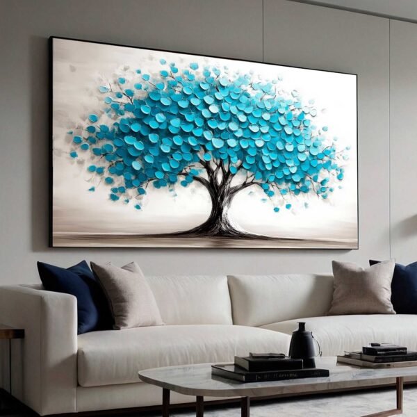QUADRO UMA ÁRVORE DE DECORAÇÃO AZUL VIOLETA