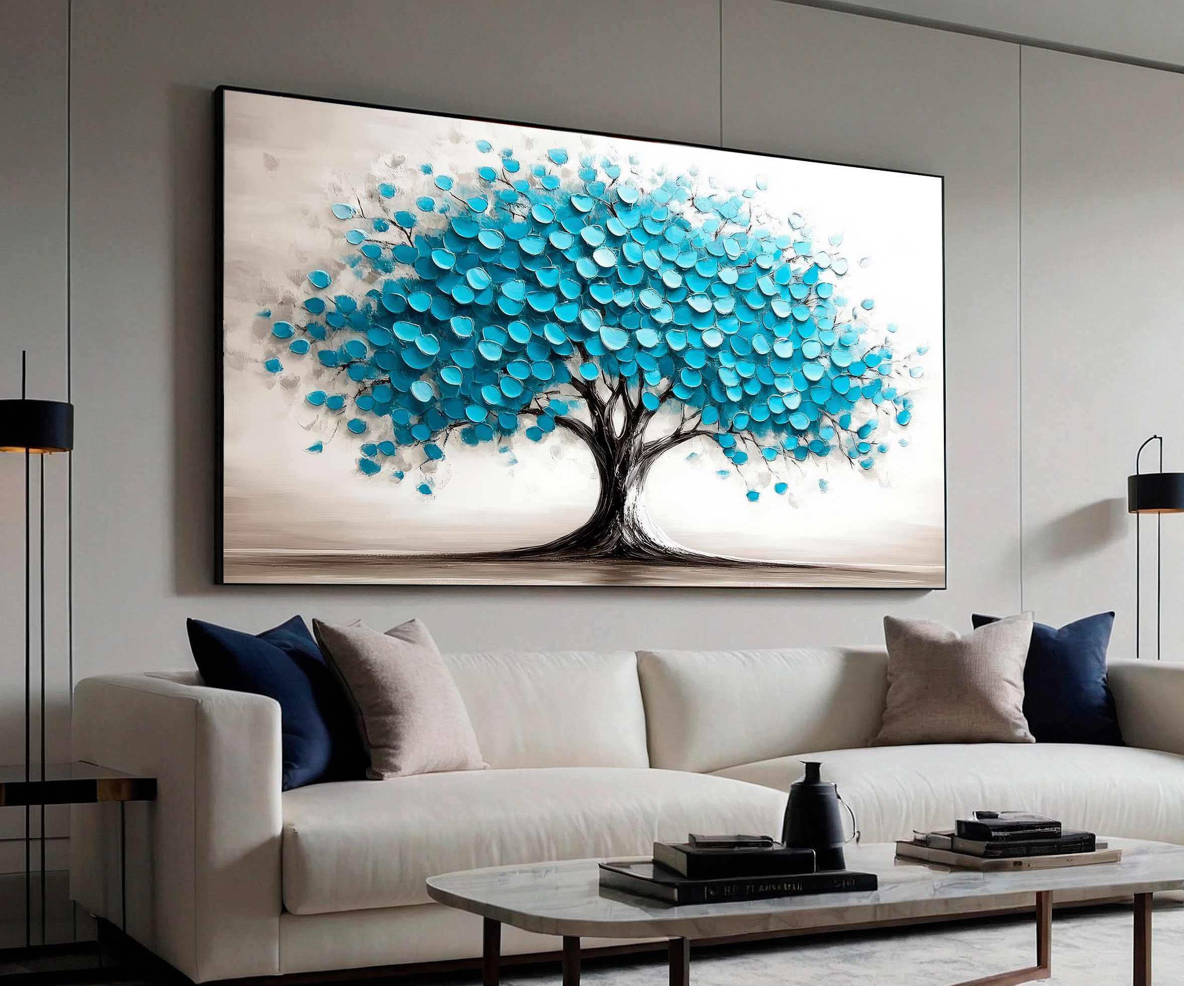 D3 QUADRO UMA ÁRVORE DE DECORAÇÃO AZUL VIOLETA - Imagem 1