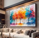 QUADRO ABSTRATOS COM ARVORES EM BELAS CORES - Imagem 4