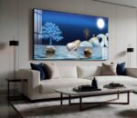 QUADRO ILUSTRAÇÃO DE PAISAGEM  MODERNA EM TONS AZUIS - Imagem 2