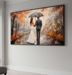 QUADRO PINTURA ABSTRATA DE CASAL NA CHUVA - Imagem 4