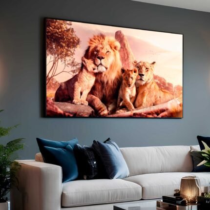 QUADRO UMA LINDA FAMILIA DE LEÕES