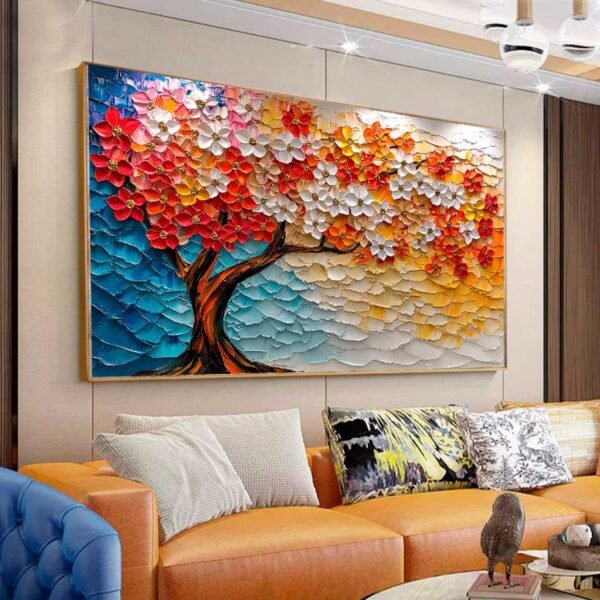 QUADRO BELA PINTURA DE ARVORE ABSTRATA