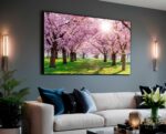 QUADRO EM PAISAGEM BELAS ÁRVORES ROSADAS - Imagem 3