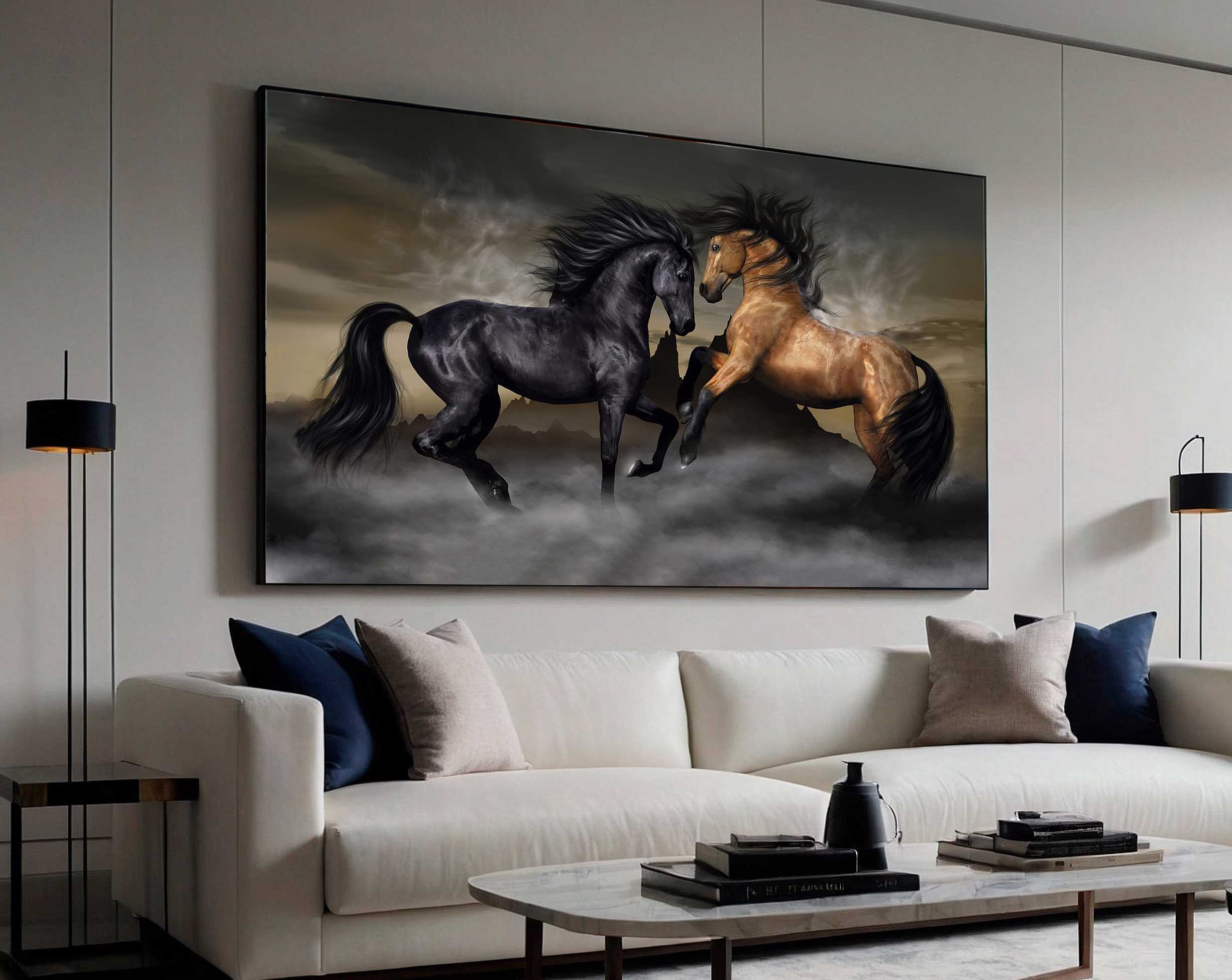 D4 QUADRO ARTE UM CASAL DE CAVALOS - Imagem 1