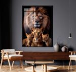 QUADRO LEÃO LEOA E FILHOTES - Imagem 3