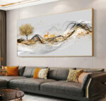 QUADRO DE PAISAGEM EM FUNDO ABSTRATO - Imagem 2