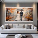 QUADRO PINTURA ABSTRATA DE CASAL NA CHUVA - Imagem 3