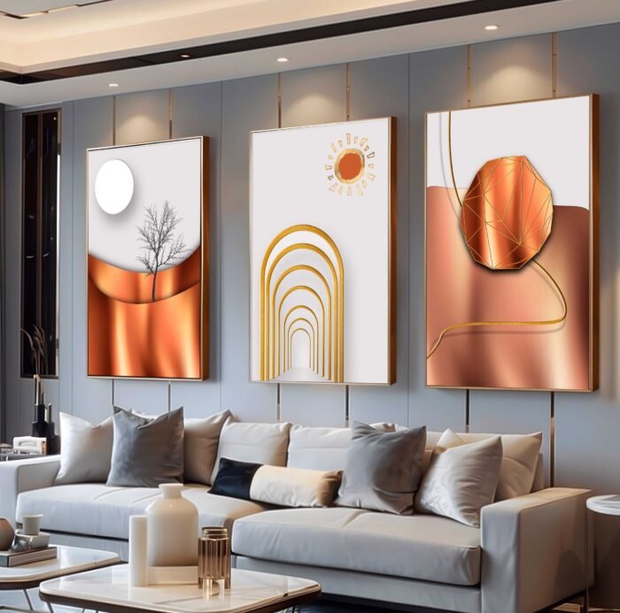CONJUNTO ABSTRATO PAISAGEM DOURADA