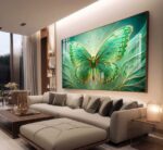 QUADRO ILUSTRAÇÃO COM BORBOLETA EM TONS VERDES - Imagem 3