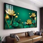 QUADRO ARTE DECOR FLORAL DOURADO E TONS VERDES - Imagem 2