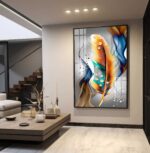 QUADRO BELA ARTE EM PENA DOURADA DECOR - Imagem 2