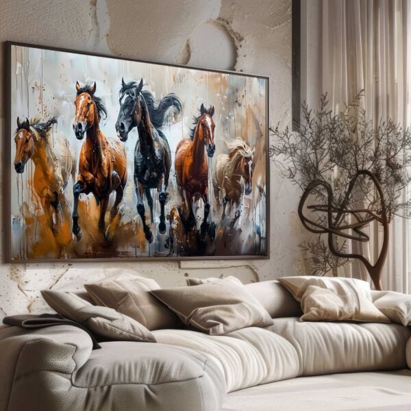 QUADRO ABSTRATO EM PINTURA DE CAVALOS