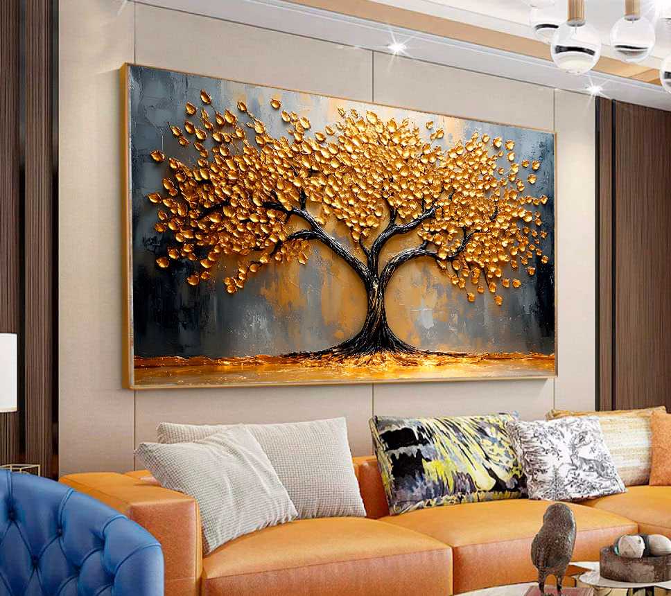 D5 QUADRO PINTURA EM BELA ÁRVORE ABSTRATA - Imagem 1