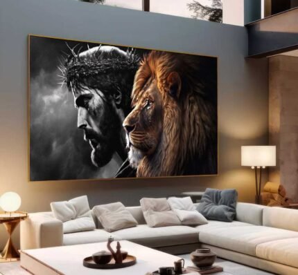 QUADRO OS REIS JESUS E O LEÃO
