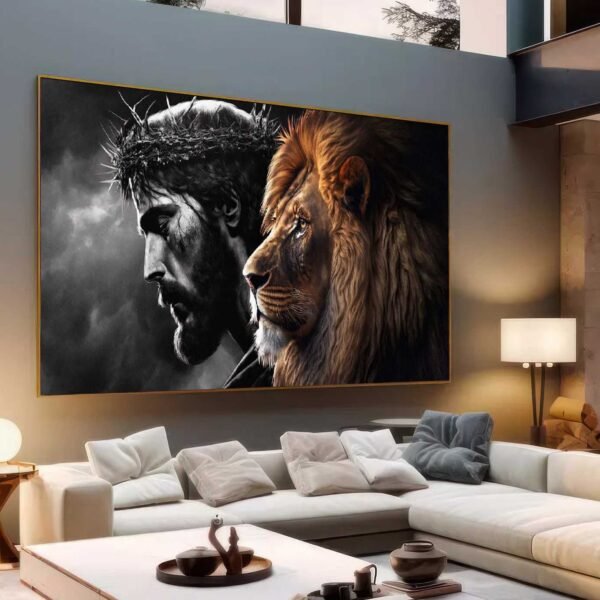 QUADRO OS REIS JESUS E O LEÃO