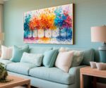 QUADRO ABSTRATOS COM ARVORES EM BELAS CORES - Imagem 2