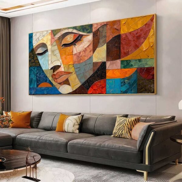 QUADRO EM ARTE PINTURA ABSTRATA DE UM ROSTO