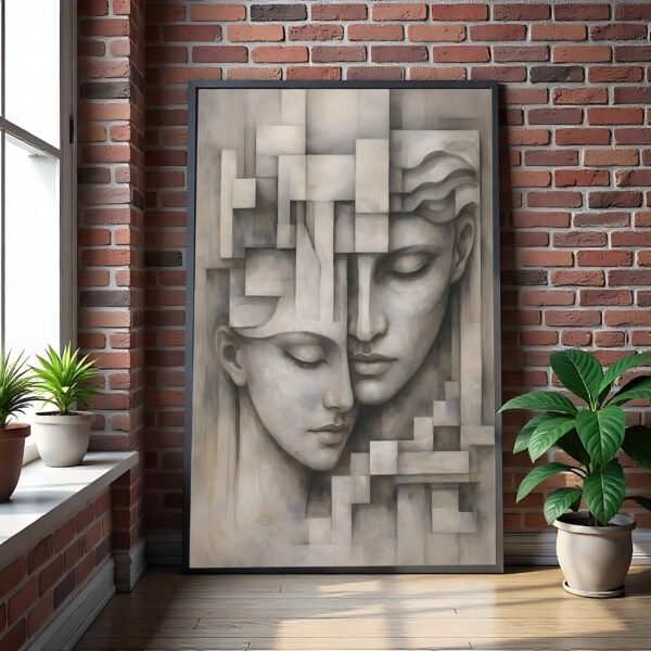 QUADRO EM ARTES CASAL ABSTRATO