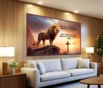 QUADRO INSPIRADOR LEÃO COM FRASE SEJA FORTE
