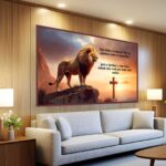 QUADRO INSPIRADOR LEÃO COM FRASE SEJA FORTE