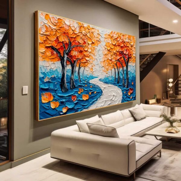QUADRO ARTE CAMINHO COM ARVORES ABSTRATAS