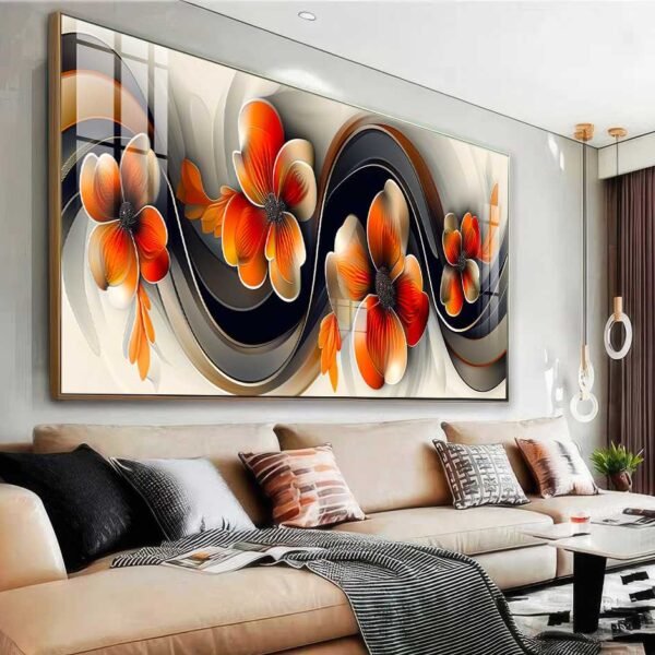 QUADRO EM LINDA ARTE ABSTRATA COM ROSAS VERMELHAS