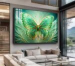 QUADRO ILUSTRAÇÃO COM BORBOLETA EM TONS VERDES - Imagem 2