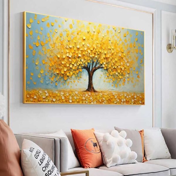 QUADRO BELA ÁRVORE ABSTRATA AMARELA