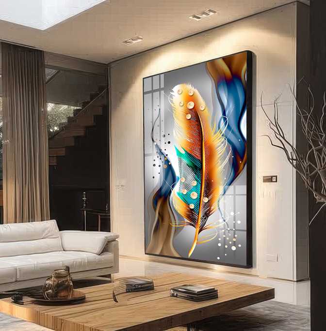 D5 QUADRO BELA ARTE EM PENA DOURADA DECOR - Imagem 1