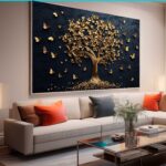 QUADRO ÁRVORE DOURADA COM FUNDO ESCURO
