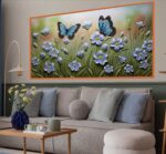 QUADRO EM BELA PAISAGEM COM BORBOLETAS AZULADAS - Imagem 4