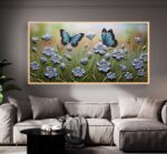 QUADRO EM BELA PAISAGEM COM BORBOLETAS AZULADAS - Imagem 3