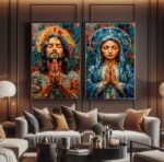 KIT JESUS E MARIA EM PINTURA MOSAICA ABSTRATA - Imagem 5