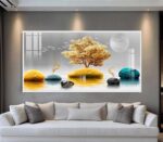 QUADRO ILUSTRAÇÃO ARTE BELA ILHA COM ÁRVORE - Imagem 5