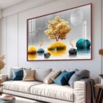 QUADRO ILUSTRAÇÃO ARTE BELA ILHA COM ÁRVORE - Imagem 4