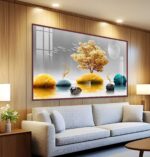 QUADRO ILUSTRAÇÃO ARTE BELA ILHA COM ÁRVORE - Imagem 2