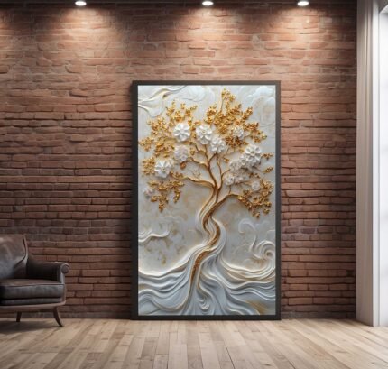 QUADRO COM ÁRVORE VERTICAL EM ARTE MODERNA