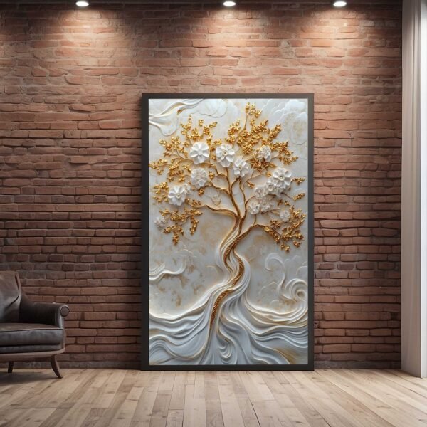 QUADRO COM ÁRVORE VERTICAL EM ARTE MODERNA
