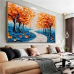 QUADRO ARTE CAMINHO COM ARVORES ABSTRATAS