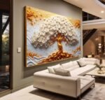QUADRO ARTE ÁRVORE ABSTRATA COM TONS DOURADA - Imagem 5