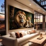 QUADRO FAMILIA LEÃO LEOA E FILHOTE